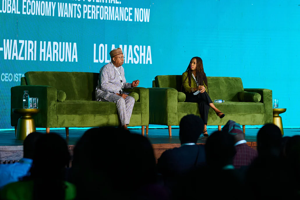 Lola Masha speaking at an industry event